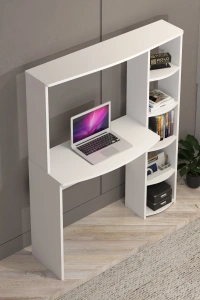 Çalışma Masası 5 Raflı Kitaplık Beyaz