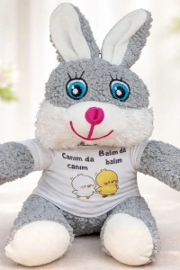 Canım Da Canım Balım Da Balım Tişörtlü Sevimli Peluş Tavşan