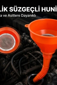 Çelik Süzgeçli Huni - Spiralli ve Sabit Borulu - 2.2 Litre Kapasite