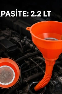Çelik Süzgeçli Huni - Spiralli ve Sabit Borulu - 2.2 Litre Kapasite
