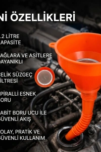 Çelik Süzgeçli Huni - Spiralli ve Sabit Borulu - 2.2 Litre Kapasite