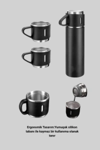 Çelik Termos Bardak Seti | 500 ml Kapasite, Kaymaz Taban, Hediye Kutulu