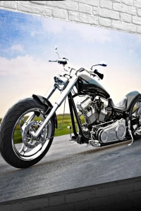 Chopper Siyah Motosiklet Kanvas Tablo 50 x 70