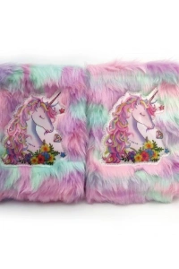 Çiçekli Unicorn Tasarımlı Peluş Hatıra Defteri