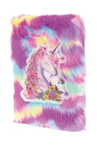Çiçekli Unicorn Tasarımlı Peluş Hatıra Defteri