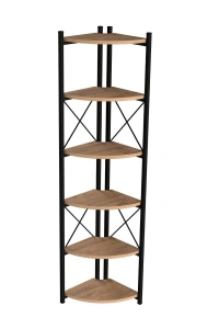 Kitaplık Çiçeklik 6 Raflı Ceviz Çok Amaçlı Stand Altı Bölmeli 160*30*43