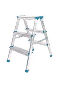 ÇİFT BASAMAKLI ALÜMİNYUM METAL MERDİVEN YÜKSEKLİK 69CM BAŞ GENİŞLİK 8CM