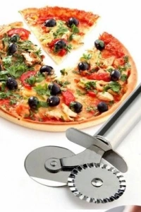 Çİft Başlı Metal Pizza Kesici ve Hamur Ruleti