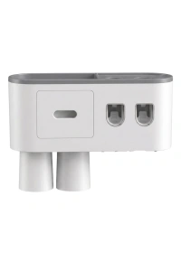 Çift Dispenserli Diş Macunu Sıkacağı 6 Fırçalık Bardaklı Banyo Organizer