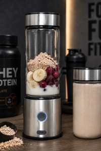 Çift Hazneli Cam Blender USB Şarjlı Smoothie ve Buz Kırıcı Blender