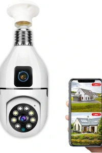 Çift Lensli Duy Girişli Kablosuz Ampul Kamera