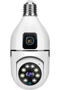 Çift Lensli Duy Girişli Kablosuz Ampul Kamera