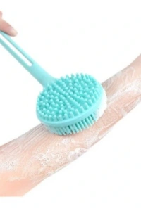 Çift Taraflı Silikon Uzun Saplı Banyo Fırçası