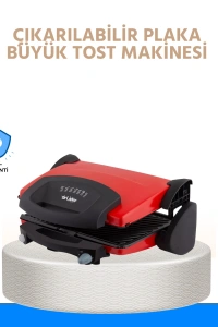 Çıkarılabilir Plakalı 2000W Tost Makinesi – Termostatlı, Kolay Temizlenir