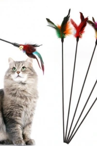Çıngıraklı Tüylü Kedi Oyun Çubuğu