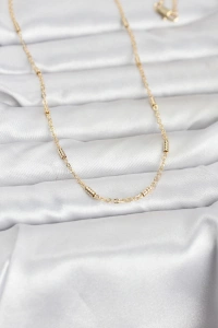 CM 14K Gold Renk Bar Zincir Model 60 cm Kadın Kolye