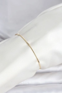 CM 14K Gold Renk Barlı Yılan Zincir Model Kadın Bileklik