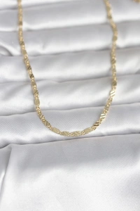 CM 14K Gold Renk Çizgi Lazer Model 60 cm Kadın Kolye