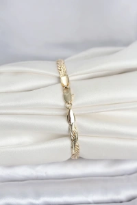 CM 14K Gold Renk Ezme Sarmal Zincir Model Kadın Bileklik