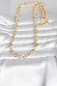 CM 14K Gold Renk Kalın Halka Zincirli 60 cm Kadın Kolye