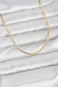 CM 14K Gold Renk Kare Zincirli Model 60 cm Kadın Kolye