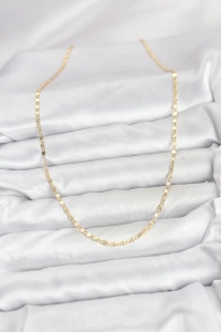 CM 14K Gold Renk Lazer İnce Zincirli Kadın Kolye
