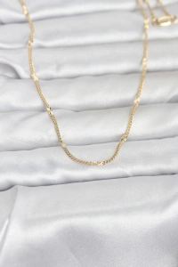CM 14K Gold Renk Lazer Puntalı Model 60 cm Kadın Kolye