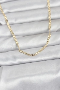 CM 14K Gold Renk Lazer Zincirli Model 60 cm Kadın Kolye