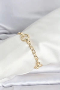 CM 14K Gold Renk Lazerli Halka Model Kadın Bileklik