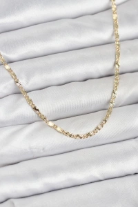 CM 14K Gold Renk Lazerli Zincir Model Kadın Kolye