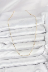CM 14K Gold Renk Minik Top Zincirli Kadın Kolye