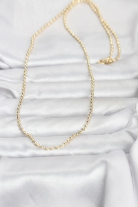 CM 14K Gold Renk Top Zincirli Model 60 cm Kadın Kolye