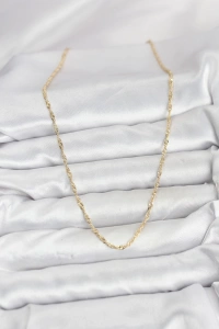 CM 14K Gold Renk Yassı Burgulu Model Kadın Kolye