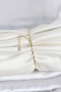 CM 14K Gold Renk Yassı Ezme Burgu Model Kadın Bileklik