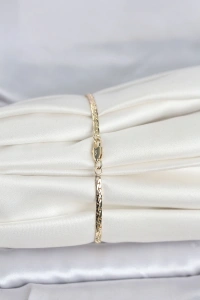 CM 14K Gold Renk Yassı Ezme Zincir Model Kadın Bileklik