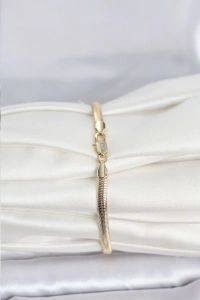 CM 14K Gold Renk Yassı Yılan Zincir Model Kadın Bileklik