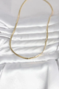 CM 14K Gold Renk Yassı Zincir Model 45 cm Kadın Kolye