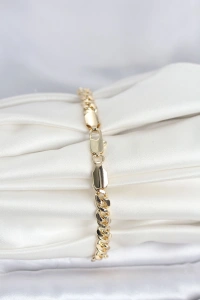CM 14K Gold Renk Yassı Zincir Model Kadın Bileklik