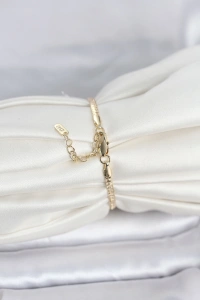 CM 14K Gold Renk Yassı Zincir Model Kadın Bileklik