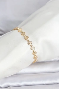CM 14K Gold Renk Yonca Model Kadın Bileklik