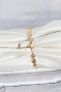 CM 14K Gold Renk Yonca Model Kadın Bileklik