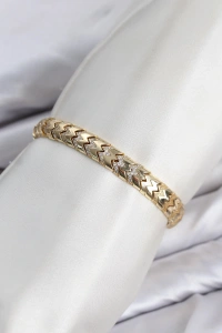 CM Kalın Yılan Model Zirkon Taşlı VIP Seri Gold Renk Pirinç Kadın Bileklik