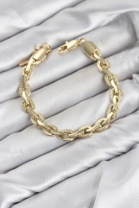 CM Kalın Zincir Model Gold Renk Pirinç Kadın Bileklik