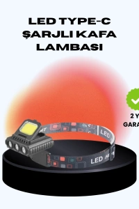 COB + XPE LED Kafa Feneri 800 Lumen USB Type C Şarjlı Çok Modlu