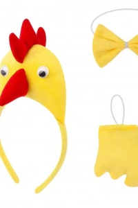Çocuk Horoz Tavuk Kostüm Seti 3 Parça (Taç + Papyon + Kuyruk)