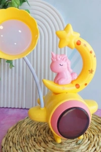 Çocuk Odası Ay ve Unicorn Desenli Gece Lambası