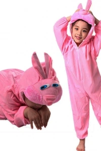 Çocuk Tavşan Kostümü Pembe Renk 2-3 Yaş 80 cm