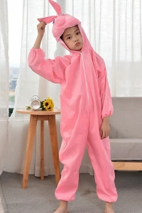 Çocuk Tavşan Kostümü Pembe Renk 6-7 Yaş 120 cm