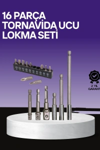 Çok Amaçlı 16lı Bits Uç Seti Dayanıklı Tornavida Adaptör