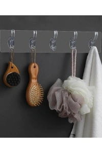 Çok Amaçlı Kendinden Yapışkanlı 5li Şeffaf Askı